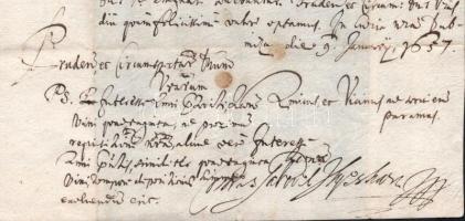 1657 Illésházy Gábor gróf Trencsén és Liptó vármegye főispánja által aláírt latin nyelvű levél