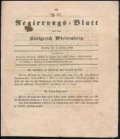 1840 Regierungsblatt für das Königreich Württemberg Nr. 47, 401-406 p, kisebb folttal