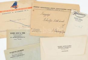 - 
cca 1920-1945 reklámos levélborítékok, céges fejléccel, néhány meghívó, kb 100 db