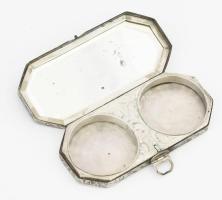 Antik monogramos ezüst (Ag) pudrié, belső tükörrel, jelzett, bruttó 79g