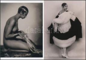 cca 1929 Josephine Baker (1906-1975) francia énekesnő, táncosnő, előadóművész, 2 db modern nagyítás, jelzés nélkül, Pánczél György (1920-?) filmtörténész hagyatékából (film- és színházifotó gyűjteményéből), 21x15 cm