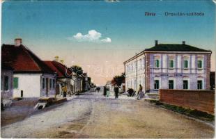 1917 Tövis, Teius; Oroszlán szálloda. Vasúti levelezőlapárusítás 3990. / street view, hotel (EK)