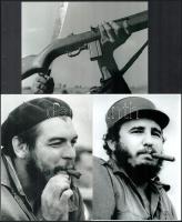 cca 1961 Che Guevara és Fidel Castro portréja, + a kubai forradalom fegyverei, Kotnyek Antal (1921-1990) budapesti fotóriporter hagyatékából 3 db modern nagyítás, jelzés nélkül, (Kotnyek Antal készítette a Magyarországon is bemutatott Kuba című fotó- és dokumentumkiállítás fotóanyagát), 21x15 cm