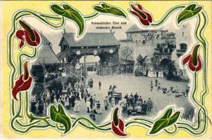 1900 Dresden, Deutsche Bauausstellung, Germanisches Thor und römisches Kastell / German Architecture Exhibition, Expo. Art Nouveau (EK)