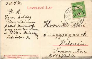 1909 Újvidék, Novi Sad; Kossuth Lajos utca, városháza, piac. Klein Vilmos bazár kiadása / street, to...