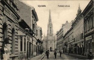 1905 Újvidék, Novi Sad; Futtaki utca, Heksch Nővérek üzlete, Otthon kávéház. Herger Ágoston kiadása / street, shop, cafe