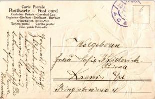 Ein frohes neues Jahr! / Újévi üdvözlet dombornyomott malacokkal / New Year greeting, pigs - embosse...