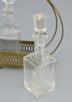 Art deco olajecet szervírozó, klf dugókkal, pattogzással, m: 21 cm