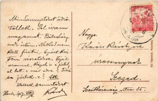 1917 Hévíz, Éjszakai szállás. Humoros montázs fürdő szállodai vendégekkel. Gál Testvérek kiadása (EK...