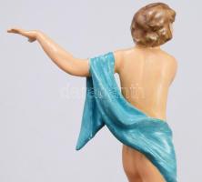 Rosenthal art deco táncos akt, jelzett, restaurált, hiányos, m: 20 cm