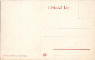 Hévíz, Fürdő bejárat, lótuszok. Marton Mór kiadása. Art Nouveau, floral, litho