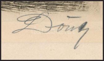 Olvashatatlan jelzéssel: Tabáni utca, 1920-30 körül. Rézkarc, papír. 24x17,5 cm