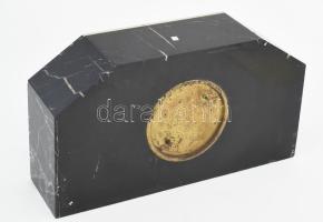 Art deco márvány kandallóóra, hiányos, feltehetően francia, 36x20 cm