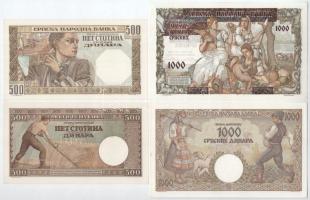 Szerbia / Német megszállás 1941. 20D + 50D + 100D + 500D + 1000D, felülbélyegzett 500D bankjegy + 19...