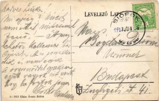 1913 Siófok, Halászok indulása a Balatonra. Elkán Ármin kiadása (fl)