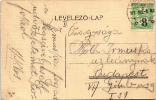 1911 Siófok, Scherer villa, vashíd, gőzmozdony, vonat (kis szakadás / small tear)