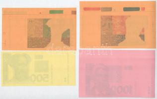 Horvátország 1993. 5K-1000K (9xklf) előlapi és hátlapi színpróbanyomatok, köztük több ívszéllel T:AU...