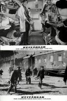 cca 1989 előtt készült, ,,Útitársak" című szovjet film jelenetei és szereplői, 17 db vintage produkciós filmfotó (vitrinfotó, lobbyfotó) ezüst zselatinos fotópapíron, a használatból eredő (esetleges) kisebb hibákkal, 18x24 cm