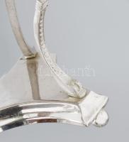 Ezüstözött kaviárkínáló, kanállal, m: 28 cm