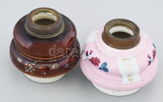 2 darab antik petróleumlámpa porcelánbetét, m: 11-12 cm