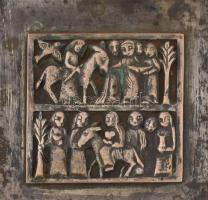 Tevan Margit iparművész doboz, jelzett, kopott, 14x14 cm