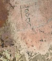 Tevan Margit iparművész doboz, jelzett, kopott, 14x14 cm