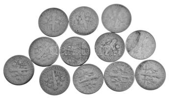 Amerikai Egyesült Államok 1946-1964. 10c Ag (12xklf) "Roosevelt Dime" T:AU-VF patina
Unit...