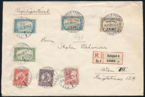 1918. júl. 22. Túlsúlyos ajánlott Repülő posta levél Budapestről Bécsbe. Nagyon ritka darab! / Overweight registered airmail cover from Budapest to Vienna. RRR!