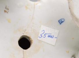 Alt Wien kétalakos porcelán lámpatest, restaurált, sérült, jelzett, m: 32 cm az égő tetejéig