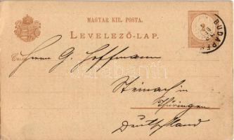 1889 (Vorläufer) A. G. Fuchs Export von Hirschgeweihe und Rehkronen. Budapest, Karlsring 9. / Magyar...