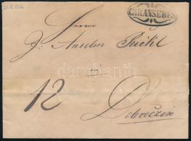 1836 Portós levél teljes tartalommal / Unpaid cover with full content CARANSEBES - Debreczin (ex Provera)