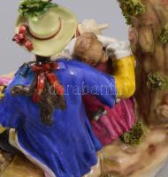 Schierholz historizáló porcelán szobor, jelzett, restaurált, sérült, m: 26 cm