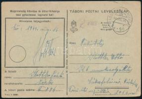 1944 aug. 16 Tábori levelezőlap munkaszolgálatosnak Székesfehérvárra / Field postcard to labour service