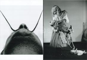 cca 1942 Dali, Salvador (1904-1989) katalán - spanyol szürrealista festőművész performansza, jelzés nélküli fotók, 2 db modern nagyítás, a néhai Népművelési Intézet képzőművészeti referensének gyűjteményéből, 21x15 cm