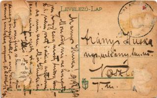 1919 Balatonszabadi, Református iskola és templom. Hangya szövetkezet kiadása (ragasztónyom / glue m...