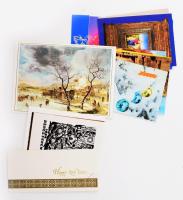 1980-1989 Aláírás gyűjtemény ünnepi üdvözlő lapokon, rajta Almási Éva - Balázsovits Lajos, Béres Fer...