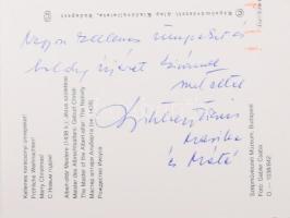 1980-1989 Aláírás gyűjtemény ünnepi üdvözlő lapokon, rajta Almási Éva - Balázsovits Lajos, Béres Fer...