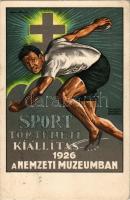 1926 Sporttörténeti kiállítás a Nemzeti Múzeumban reklám. Kellner és Mohrlüder Rt. / Sports History Exhibition, National Museum, advertisement s: Manno Miltiades (magyar sportember, grafikus, festő- és szobrászművész) + "So. Stpl" (fa)