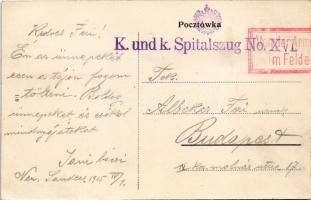 1915 Nowy Sacz, Neu Sandez, Újszandec; Rynek / main square, town hall + "K.u.K. Spitalszug No. ...