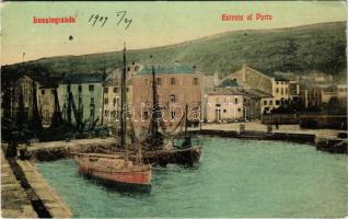 1909 Veli Losinj, Lussingrande; Entrata al Porto / port (EK)