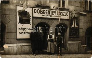 Budapest XI. Döbrentey László kárpitos és díszítő üzlete. Mészöly utca 1., photo (fa)