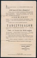 1867 Jászberény, jász területen elesett 156 szabadságharcos honvéd síremlékére való gyűjtésre szóló táncvigalom meghívója, postán elküldve