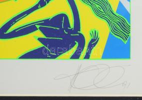 Wahorn András (1953-): Színes társaság (cím nélkül), 1991. Szitanyomat, papír. Jelzett. Számozott (7...