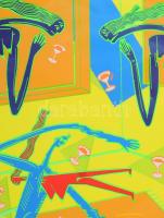 Wahorn András (1953-): Színes társaság (cím nélkül), 1991. Szitanyomat, papír. Jelzett. Számozott (7...