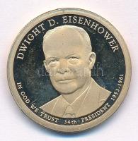 Amerikai Egyesült Államok 2015 1$ aranyozott Cu-Ni-Zn Elnöki Dollárok - Dwight D. Eisenhower kapszulában T:AU,PP patina United States of America 2015 1 Dollar gilt Cu-Ni-Zn Presidential Dollar Coins - Dwight D. Eisenhower in capsule C:AU,PP patina