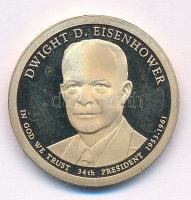 Amerikai Egyesült Államok 2015 1$ aranyozott Cu-Ni-Zn Elnöki Dollárok - Dwight D. Eisenhower kapszulában T:AU, PP patina United States of America 2015 1 Dollar gilt Cu-Ni-Zn Presidential Dollar Coins - Dwight D. Eisenhower in capsule C:AU, PP patina