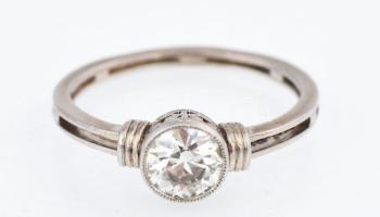 Arany fehérarany (Au) 14K gyűrű 0,75 ct gyémánttal kerek csiszolás, VS1, jelzés nélkül, méret: 55, é...