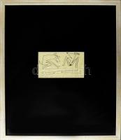 Wahorn András (1953-): Dance on Picasso's grave, 1996. Ceruza, papír. Jelzett. 7,5x12,5 cm. Üve...