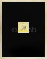 Wahorn András (1953-): Ship down, 1996 körül. Ceruza, papír. Jelzés nélkül. 7,5x7,5 cm. Üvegezett fa...