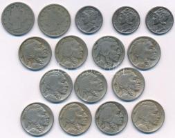 Amerikai Egyesült Államok 1905-1911. 5c Cu-Ni (2xklf) + 1913-1936. 5c Ni (11x) + 1918-1939. 10c Ag (...
